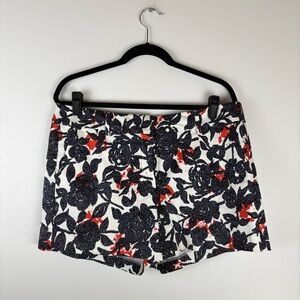 Ann Taylor Womens 12 Floral Shorts Chino Pockets Blue Red 5” Inseam